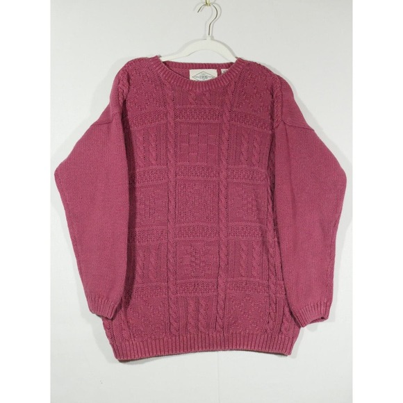 VTG B. Moss Womens Medium Cable Knit Pullover Sweater Maroon - Picture 1 of 8